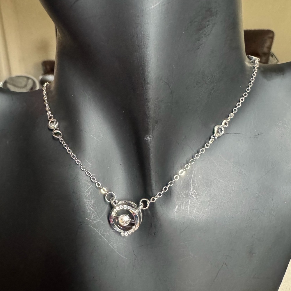 Elegant Silver Necklace with Crystal Accents
